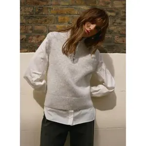 Mint Velvet Grey Layered Shirt Knit Jumper